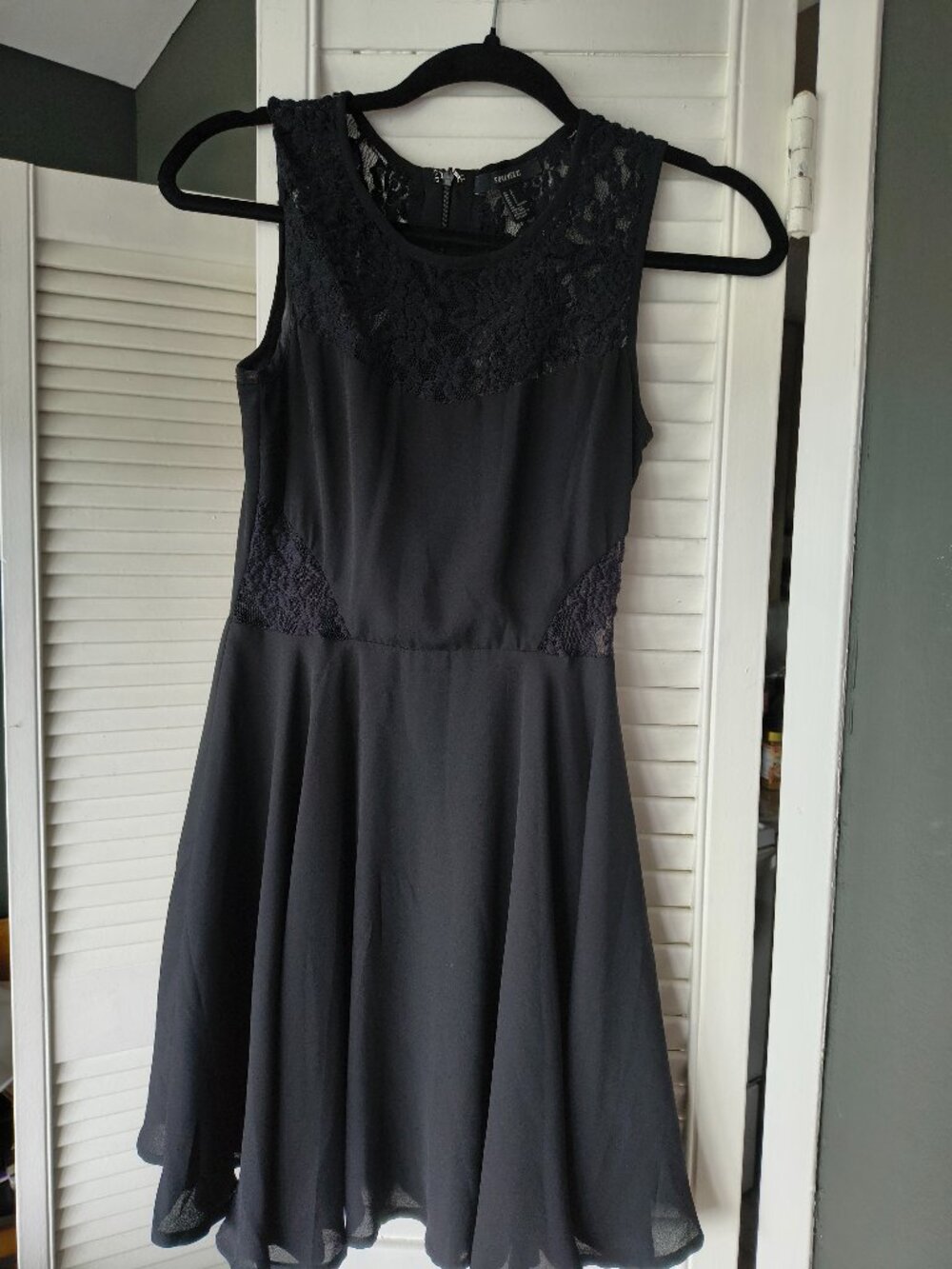 Forever 21 Black Lace-Accented Skater Dress — Size S
